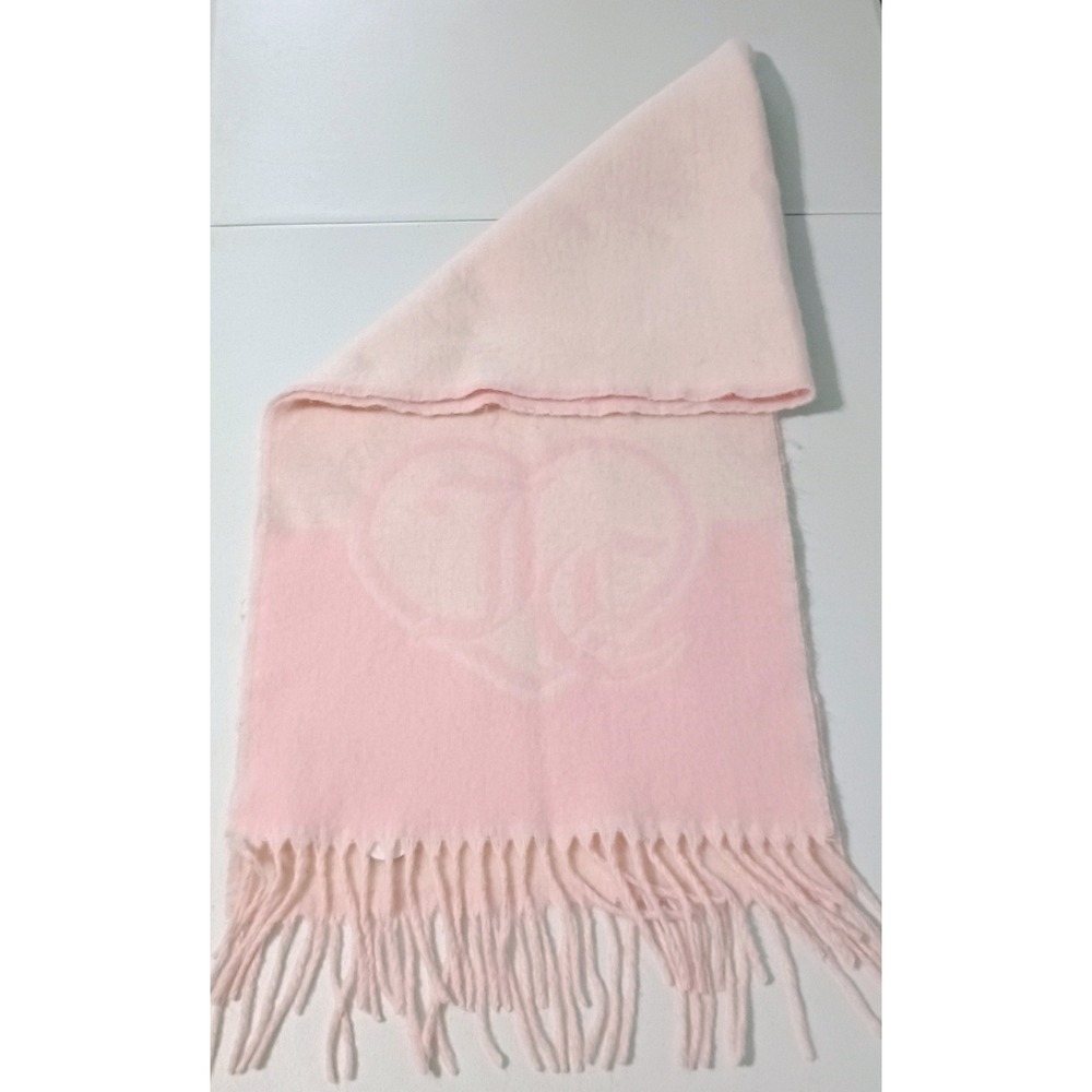 Juicy Couture Pink Heart Logo Fringe Scarf Two Tone Colorblock NWT 72x18